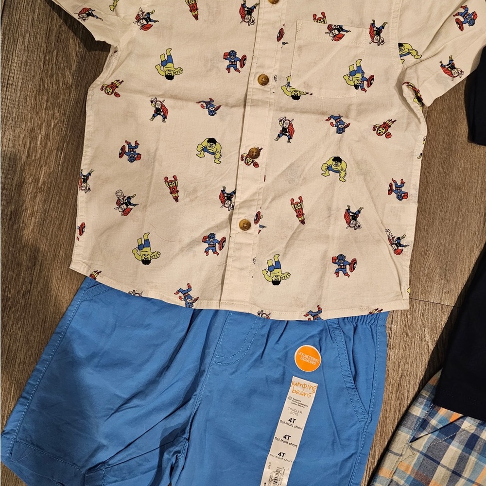 Jumping Beans Cream and Blue Kids Matching Set